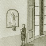 Illustration of a young Anthony Gallo praying