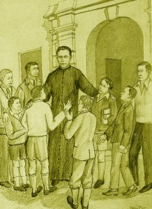 Illustration: Father Anthony surrounded by children 